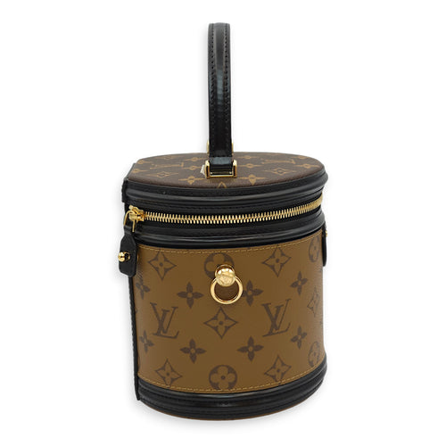 Cannes Bucket Reverse Monogram Top Handle Bag in Monogram Coated Canvas, Gold hardware