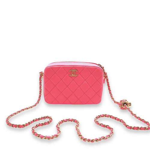 Pearl Crush Camera Others Pink Crossbody Bag in Lambskin Gold hardware