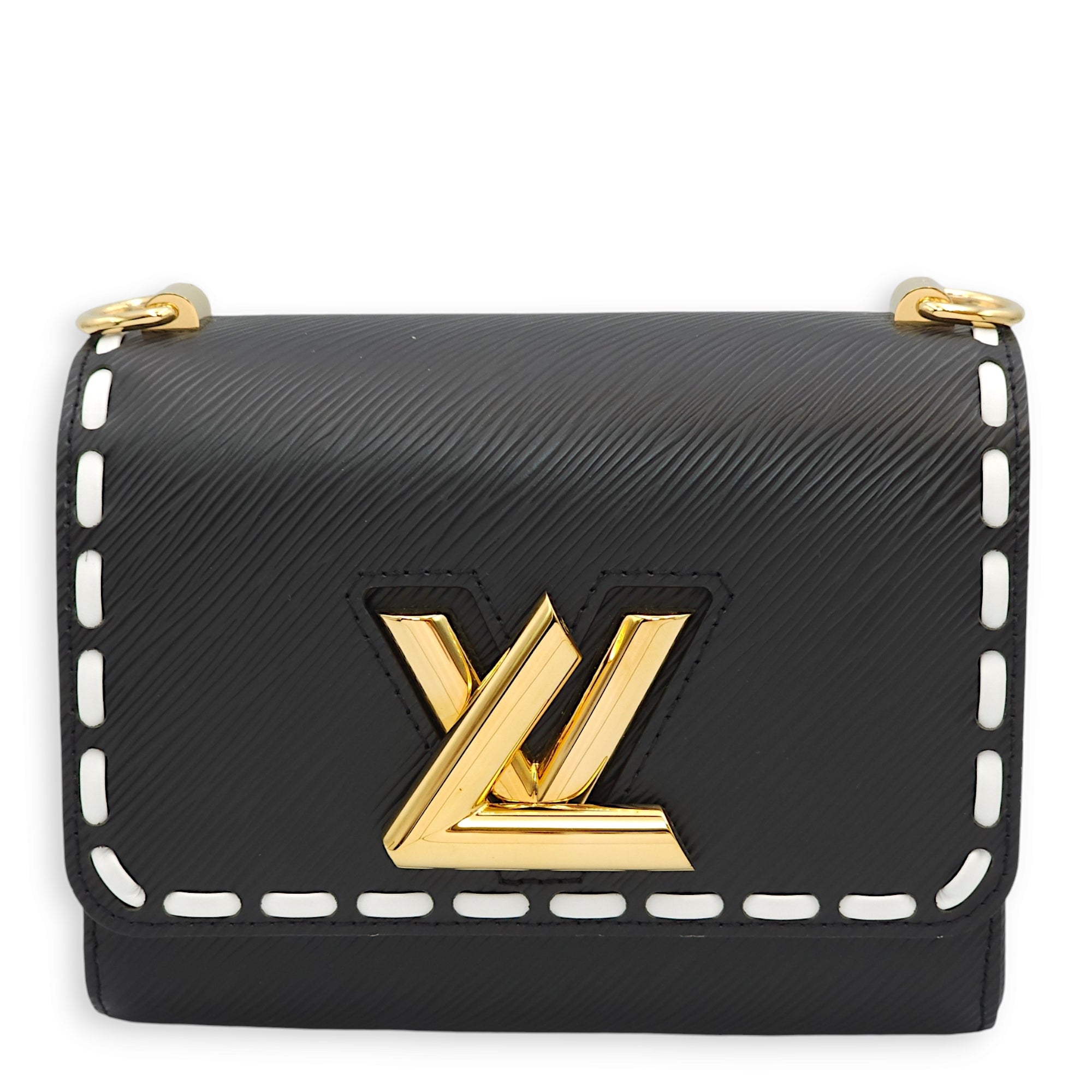 Wild at Heart Twist PM Black/White and Red Strap Shoulder Bag in Epi Leather, Gold hardware