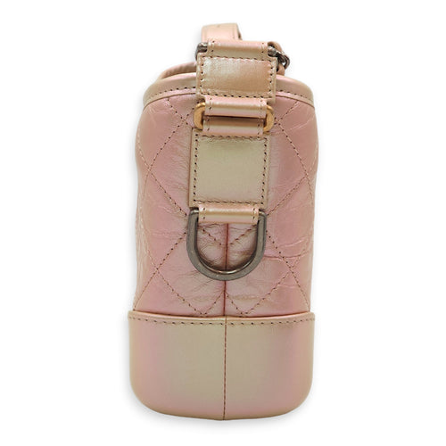 Gabrielle Small Iridescent Pink Shoulder Bag in Calfskin, Gold/Ruthenium/Silver hardware