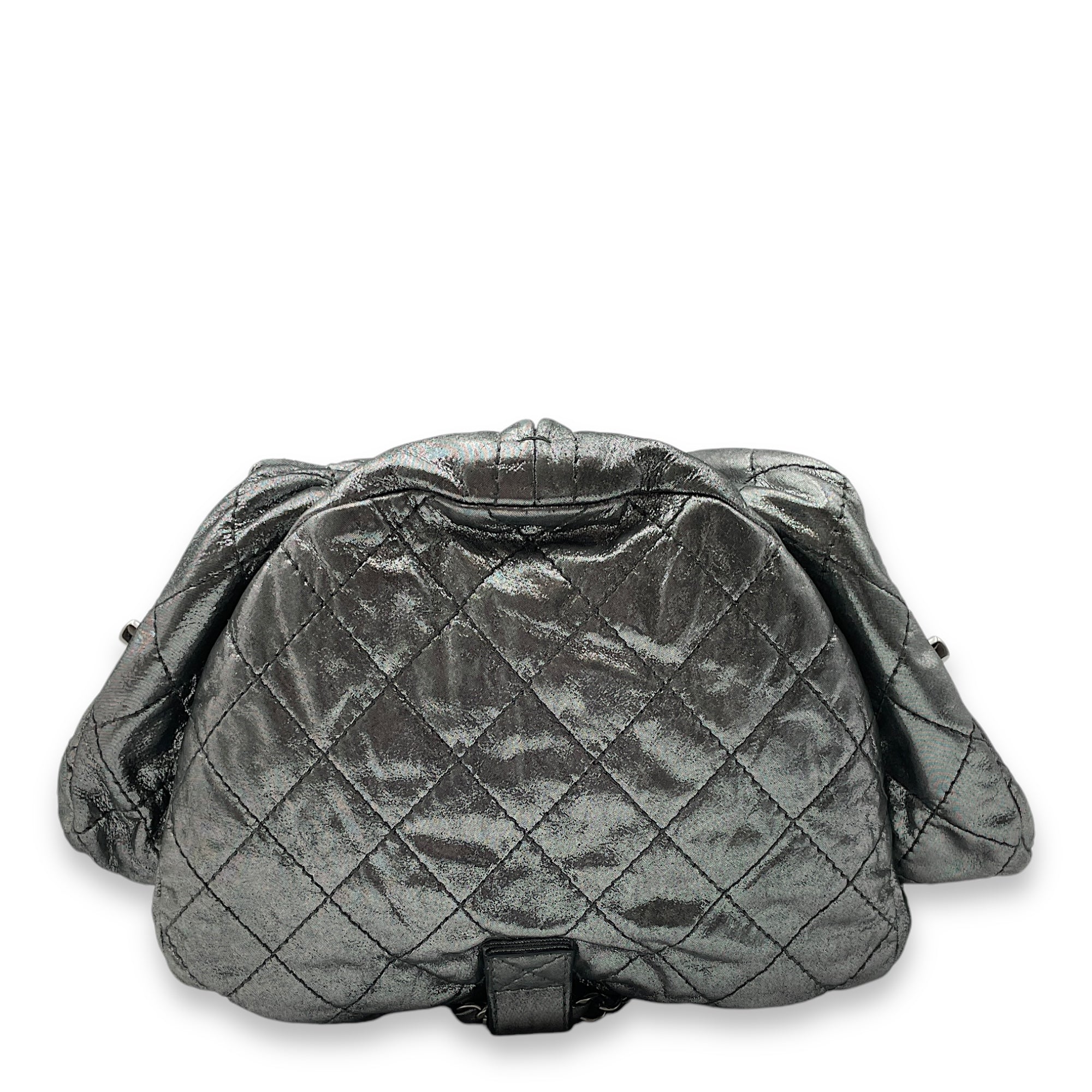 Jacket Silver Backpack in Metallic Calfskin, Silver hardware