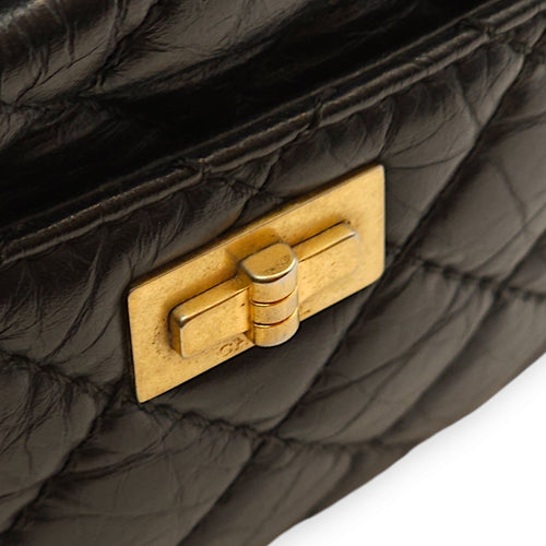 Reissue Camera Small Black Crossbody Bag in Distressed Calfskin, Gold hardware