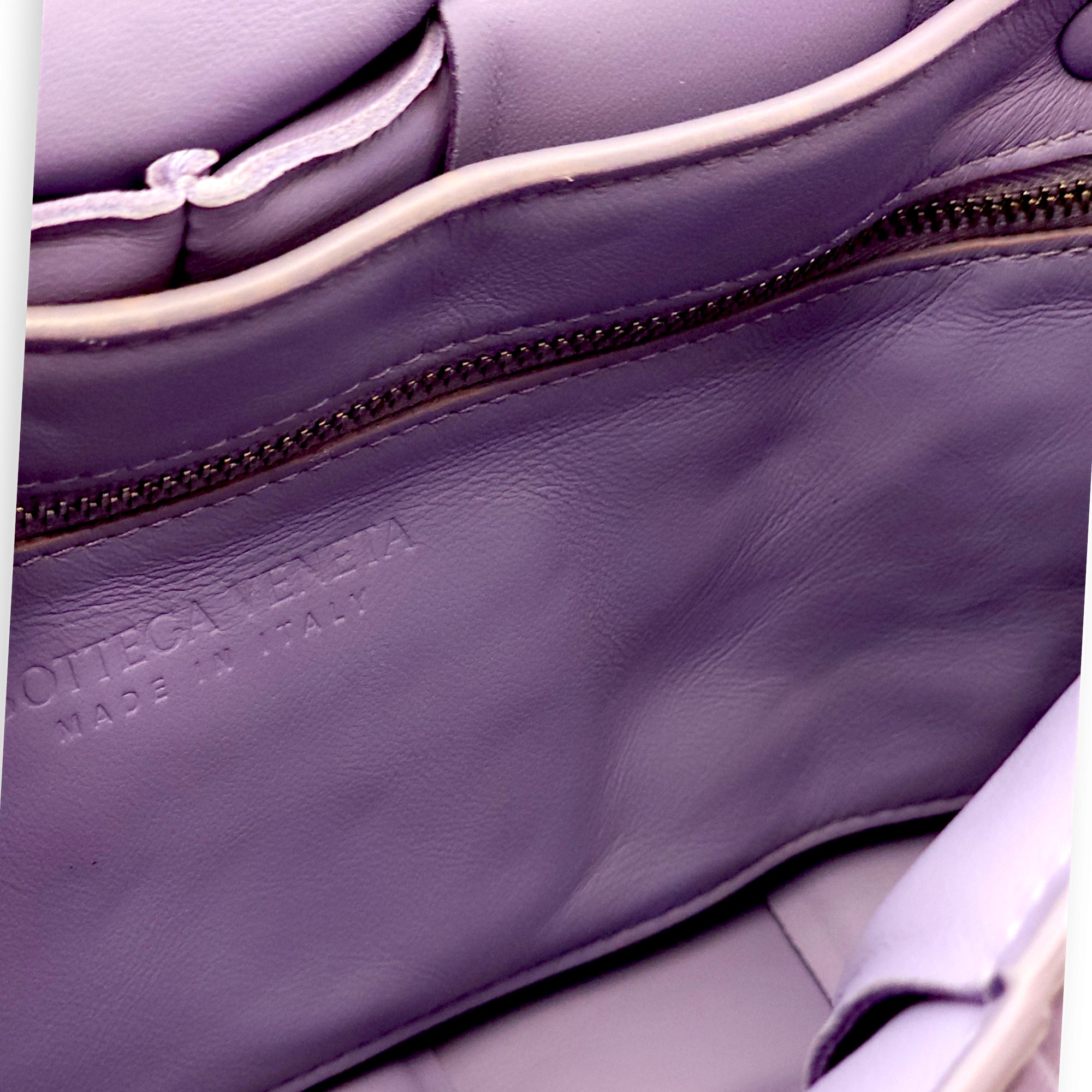 Padded Cassette Purple Crossbody Bag in Nappa Leather, Silver hardware