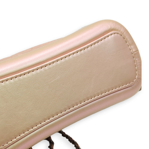 Gabrielle Small Iridescent Pink Shoulder Bag in Calfskin, Gold/Ruthenium/Silver hardware