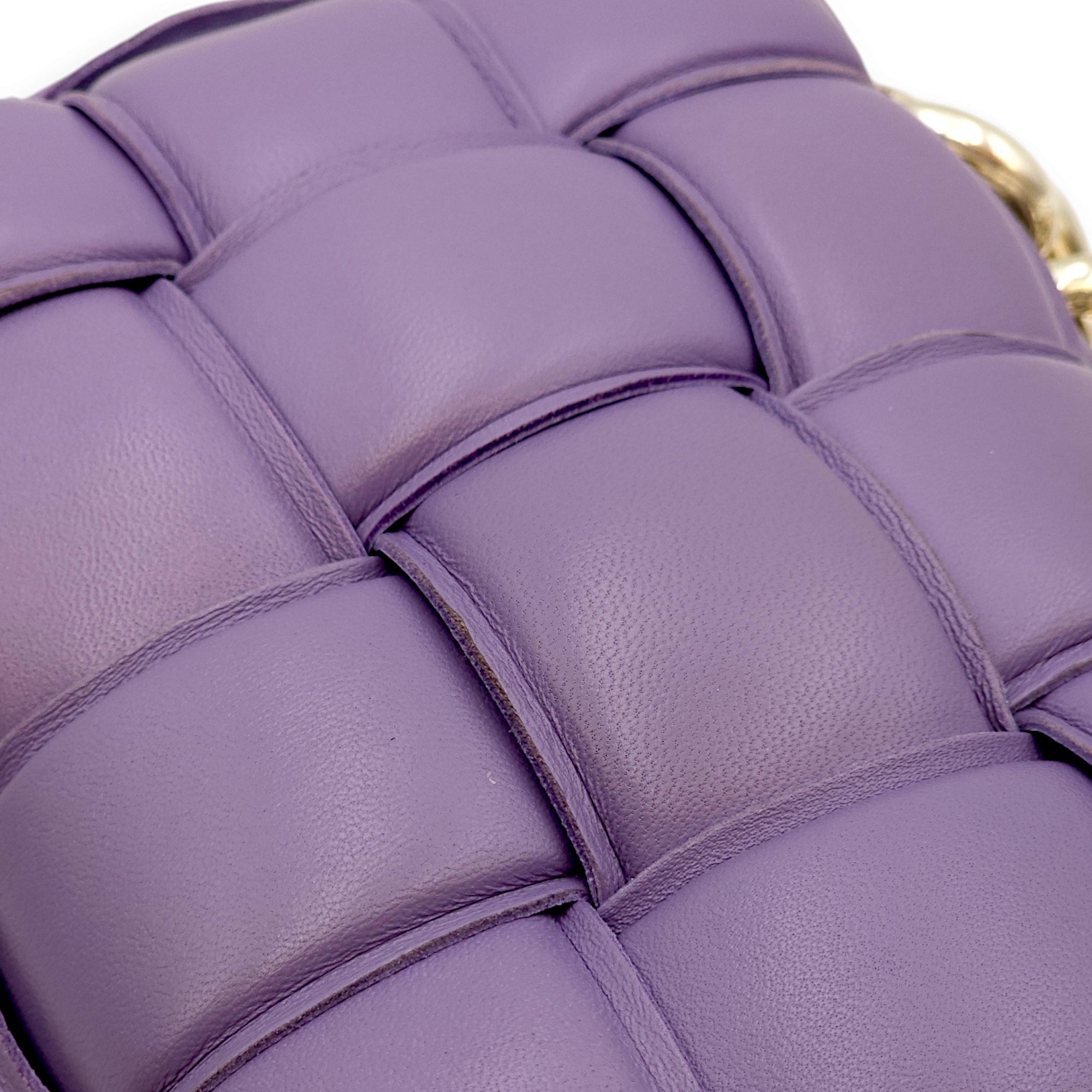 Padded Cassette Purple Crossbody Bag in Nappa Leather, Silver hardware