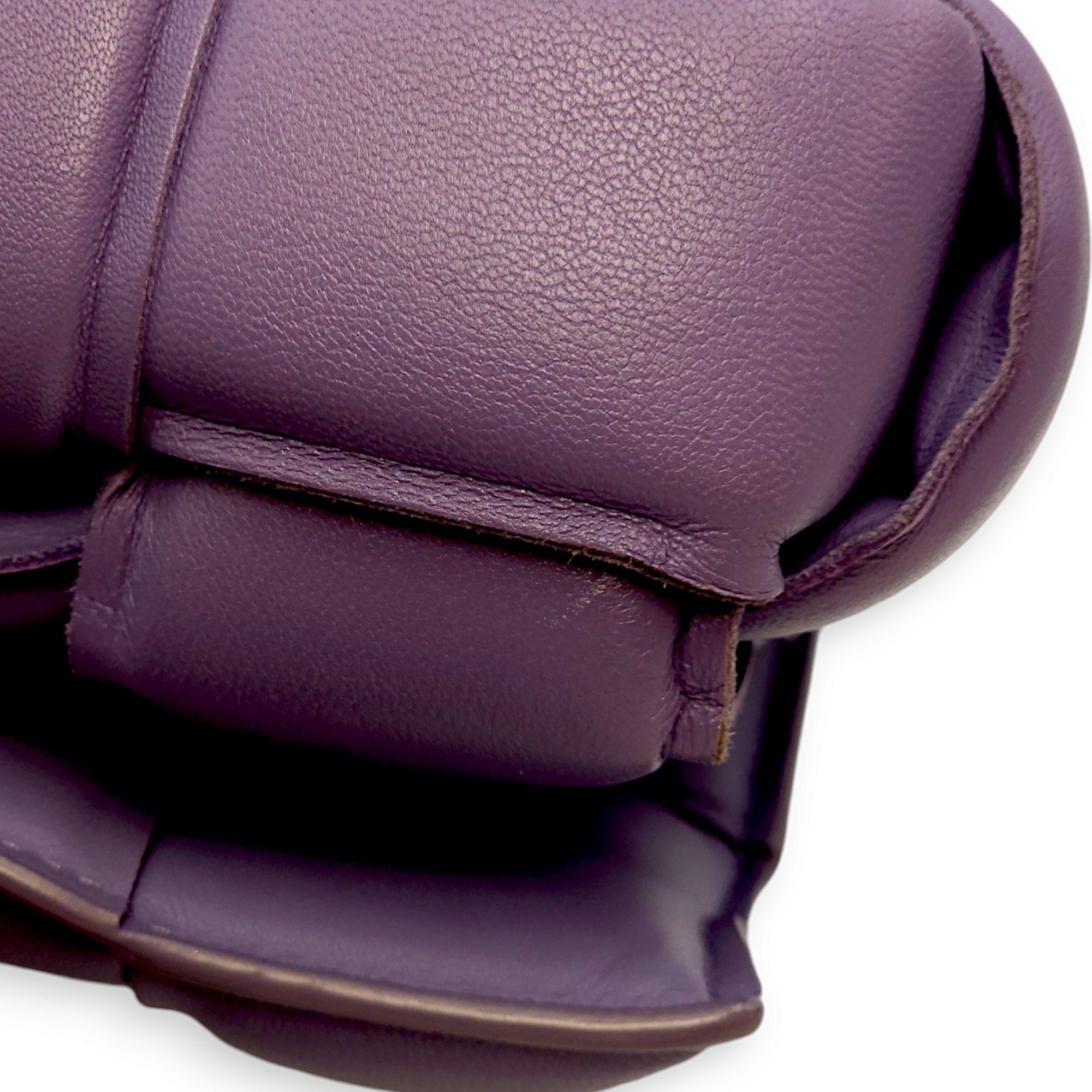 Padded Cassette Purple Crossbody Bag in Nappa Leather, Silver hardware