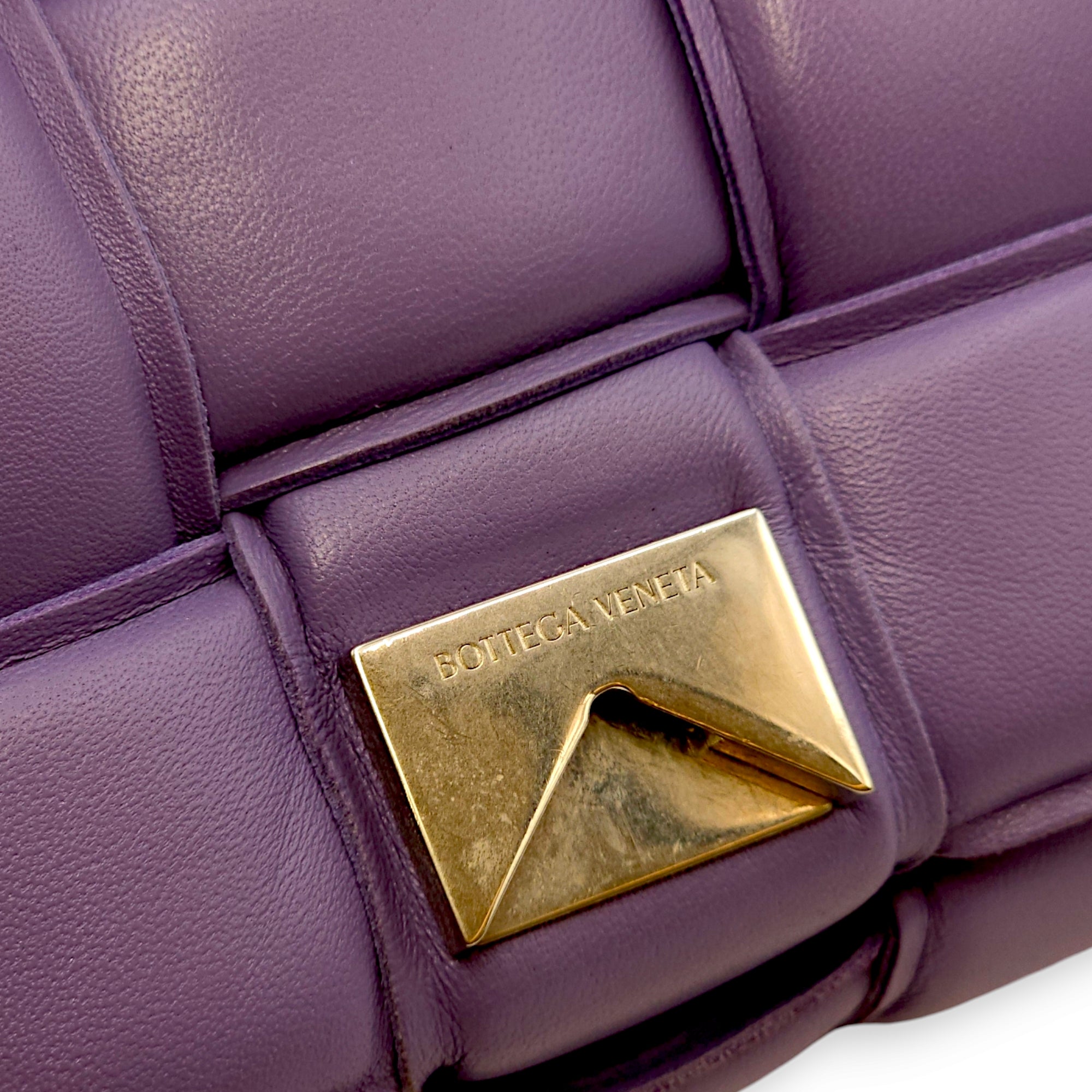 Padded Cassette Purple Crossbody Bag in Nappa Leather, Silver hardware