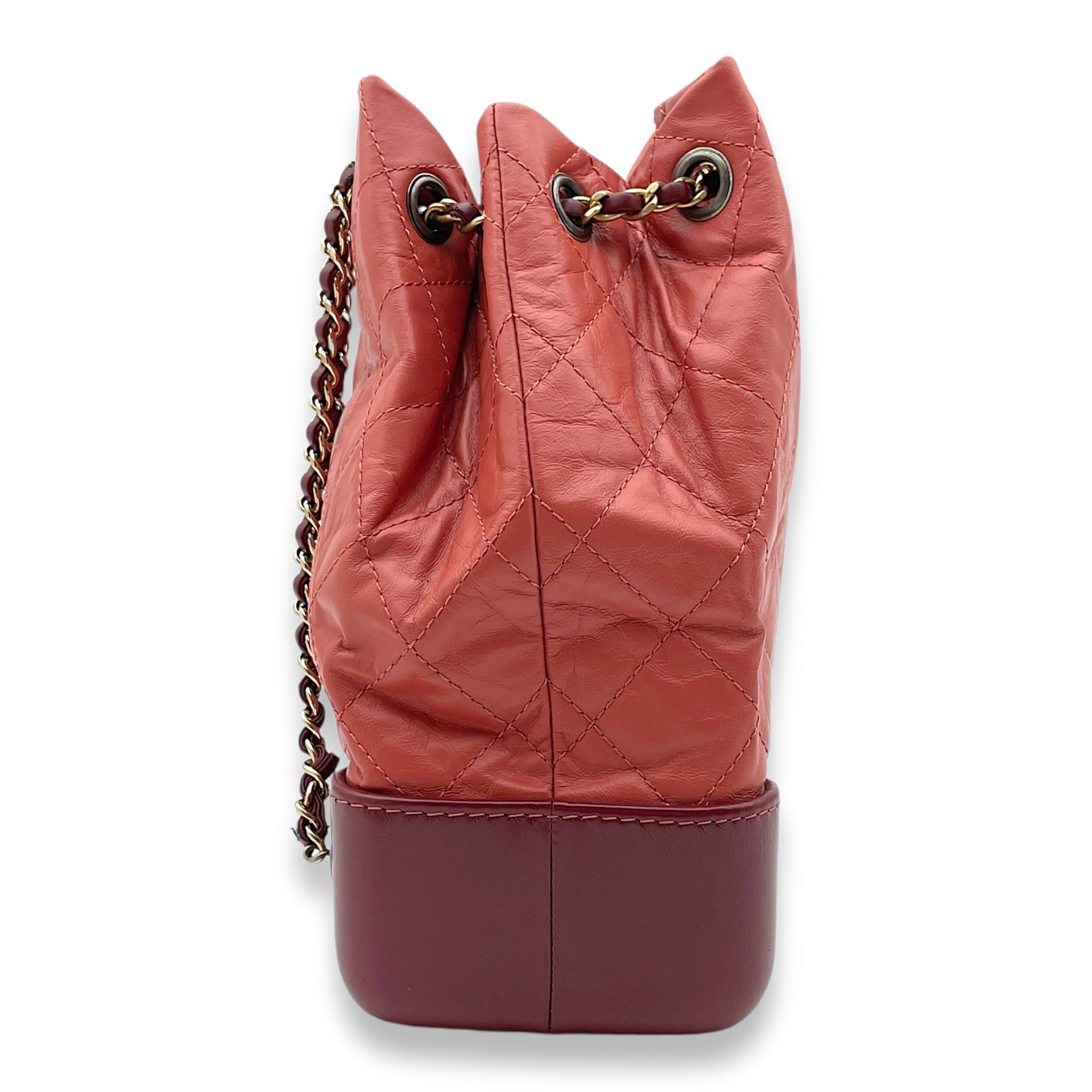 Gabrielle Raspberry Backpack in Calfskin, Gold/Ruthenium/Silver hardware