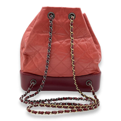 Gabrielle Raspberry Backpack in Calfskin, Gold/Ruthenium/Silver hardware