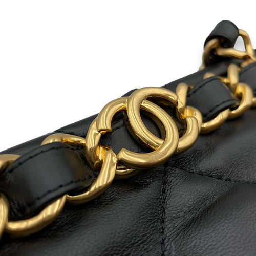 Quilted Shopping Small Black Tote Bag in Lambskin Gold hardware C110619 6