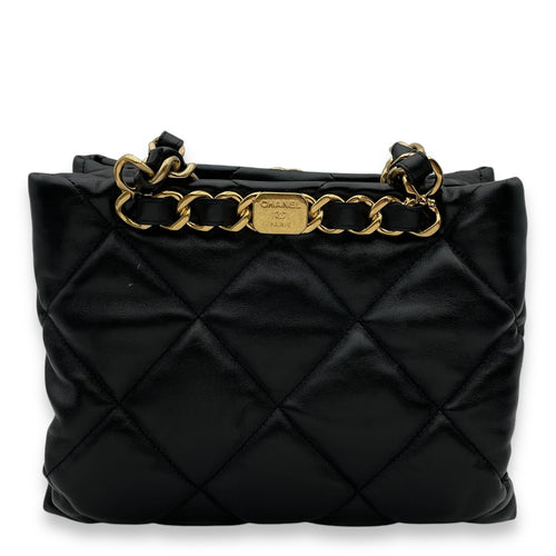 Quilted Shopping Small Black Tote Bag in Lambskin Gold hardware C110619 2