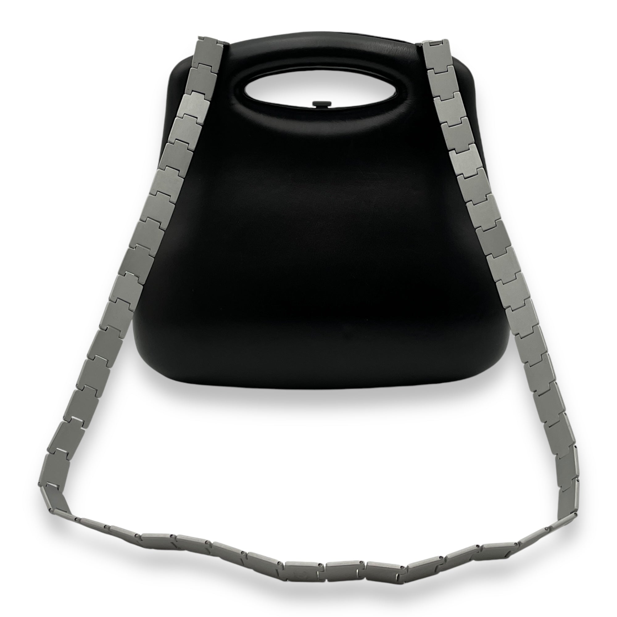 2005 Futuristic Hard Shell Black Top Handle Bag in Lambskin, Matte Palladium hardware