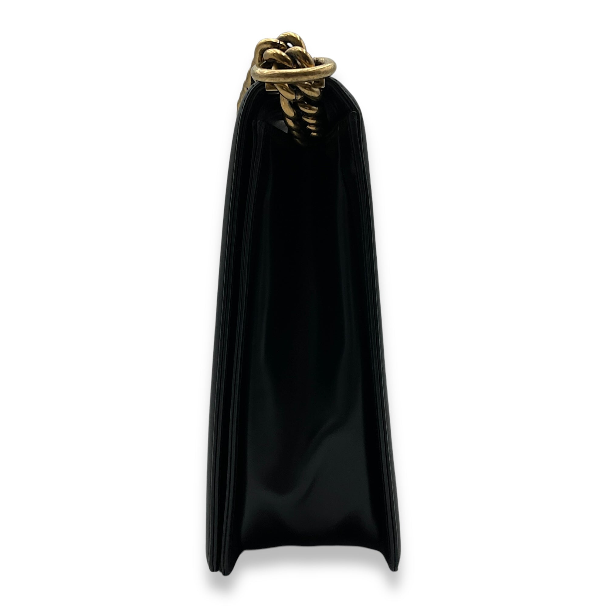 Boy Large Black Shoulder Bag in Calfskin, Gold hardware