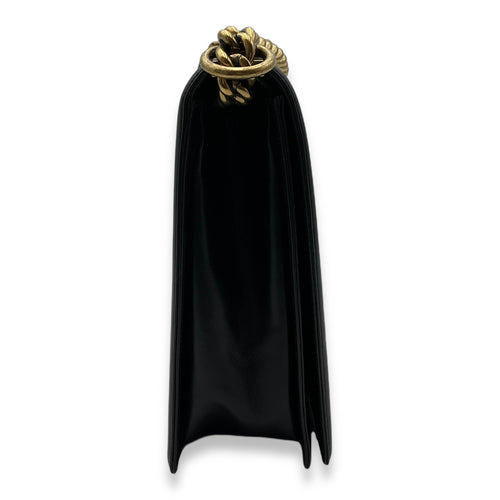 Boy Large Black Shoulder Bag in Calfskin, Gold hardware