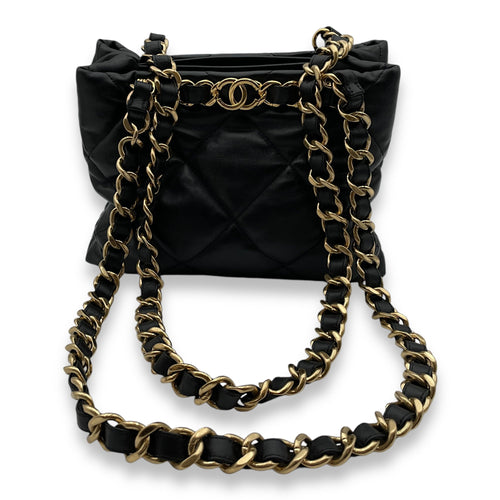 Quilted Shopping Small Black Tote Bag in Lambskin Gold hardware C110619 7