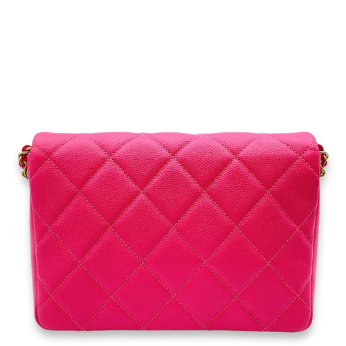 Melody Flap Pink Crossbody Bag in Caviar Leather Gold hardware C108255 2