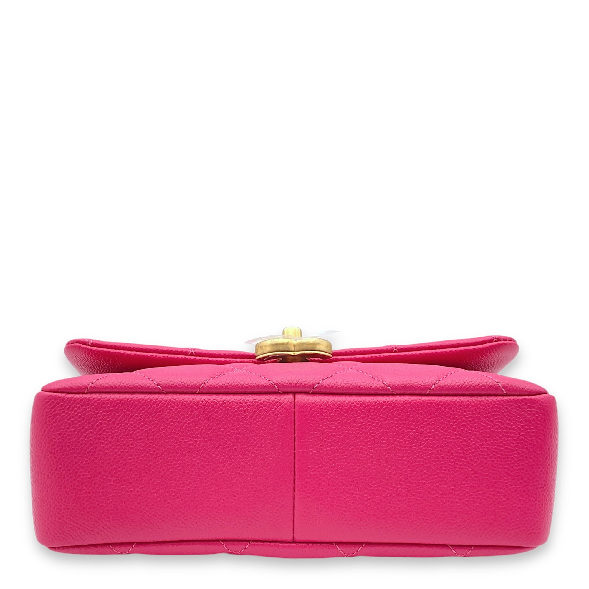 Melody Flap Pink Crossbody Bag in Caviar Leather, Gold hardware