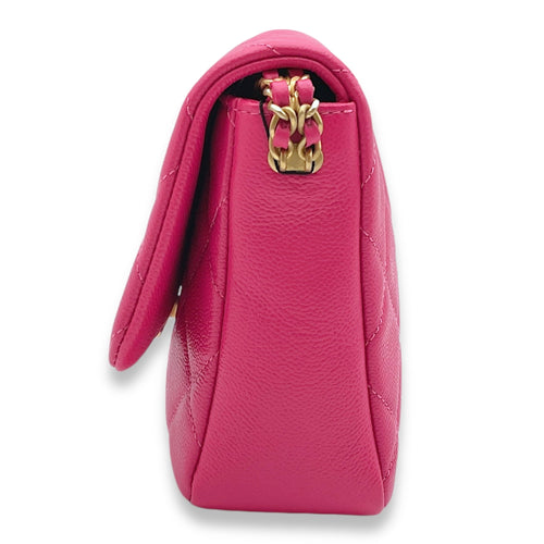 Melody Flap Pink Crossbody Bag in Caviar Leather Gold hardware C108255 3