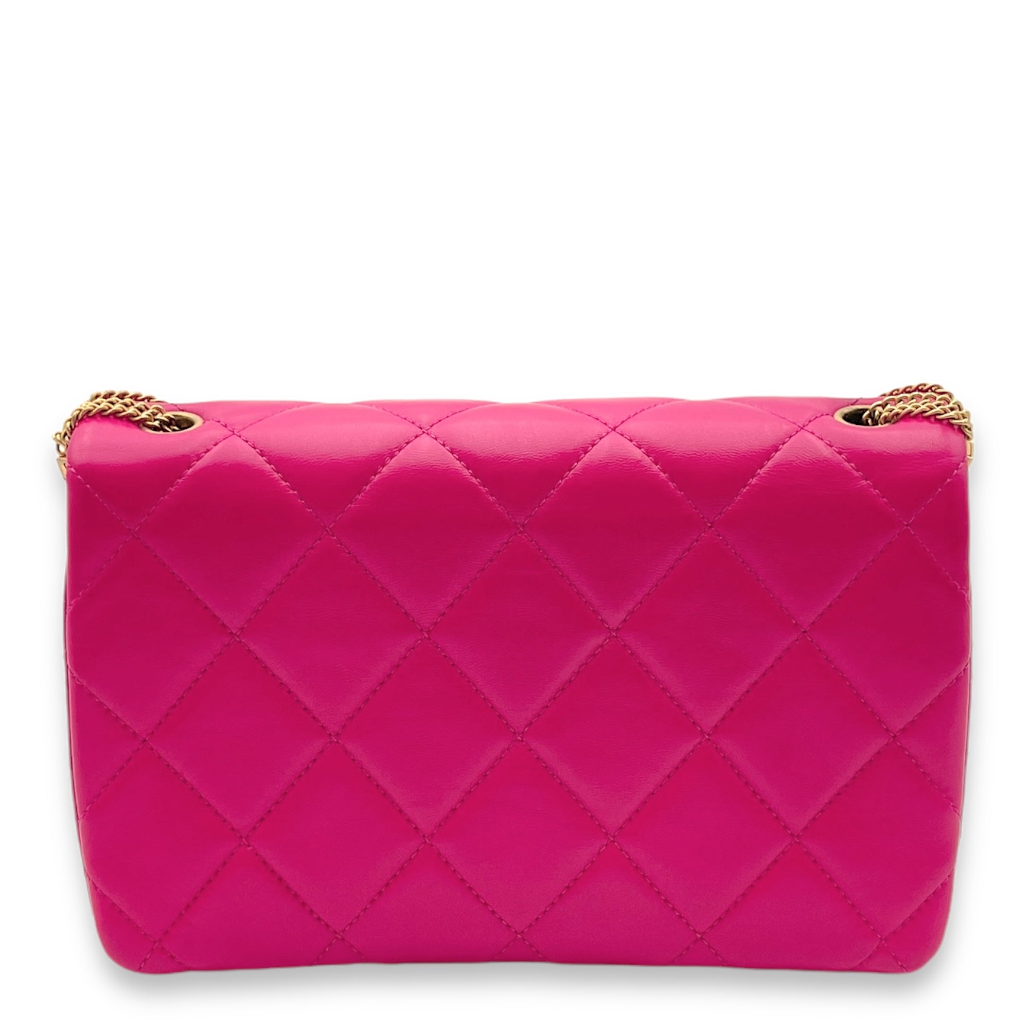 On and On Flap Pink Shoulder Bag in Lambskin, Gold hardware