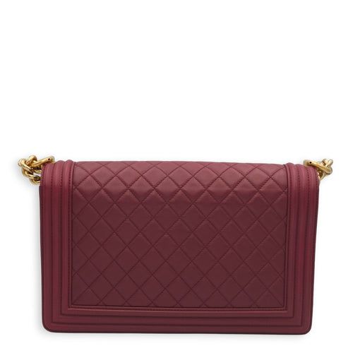 Le Boy Medium Red Shoulder Bag in Calfskin, Gold hardware