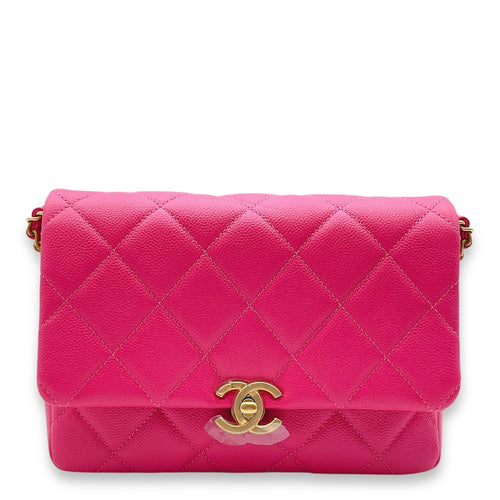 Melody Flap Pink Crossbody Bag in Caviar Leather Gold hardware C108255 1