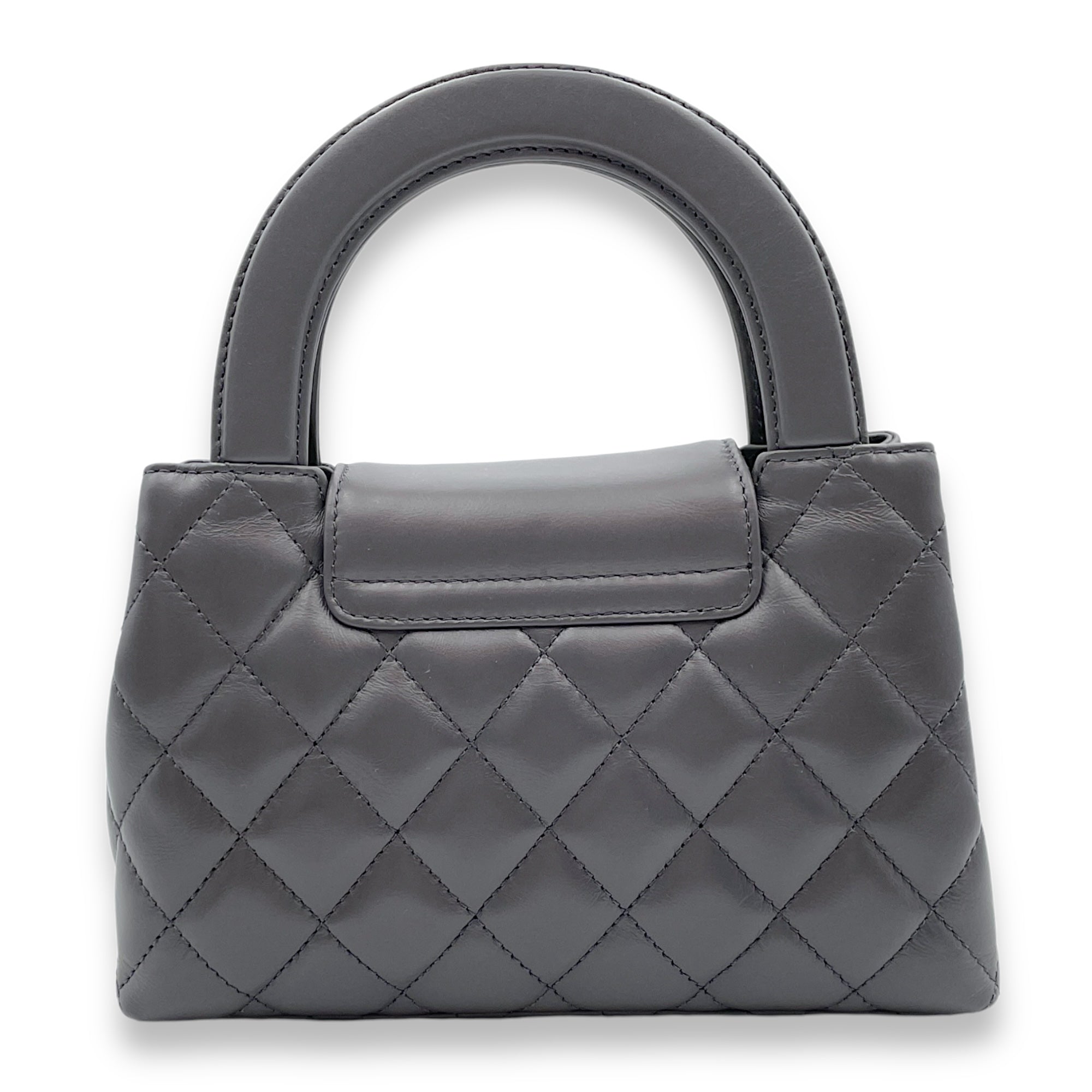 Kelly Mini Grey Top Handle Bag in Calfskin Gold hardware