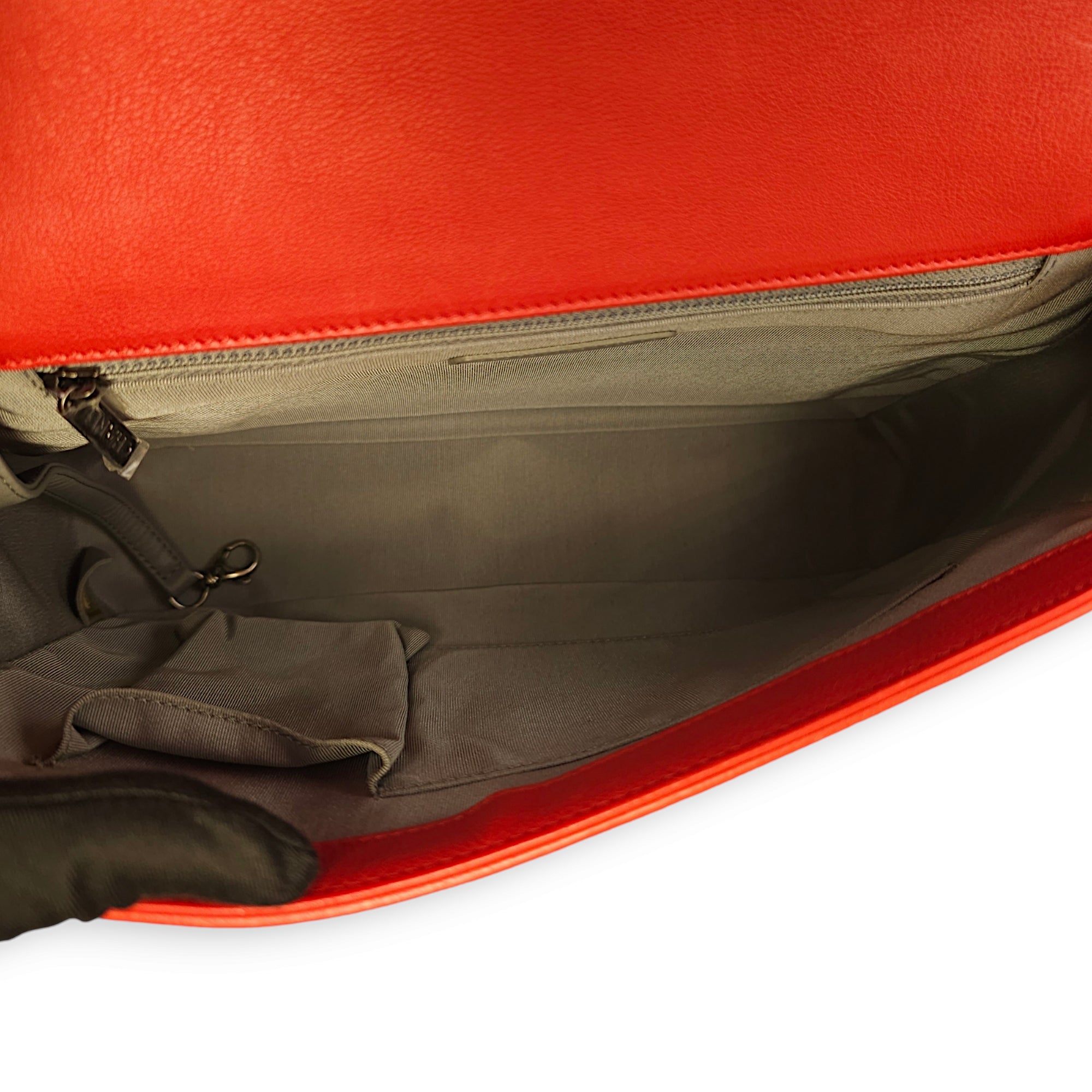 Le Boy Large Red Shoulder Bag in Calfskin, Ruthenium hardware