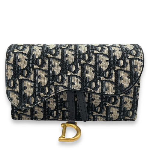 Saddle Blue Oblique Belt Bag in Jacquard, Gold hardware