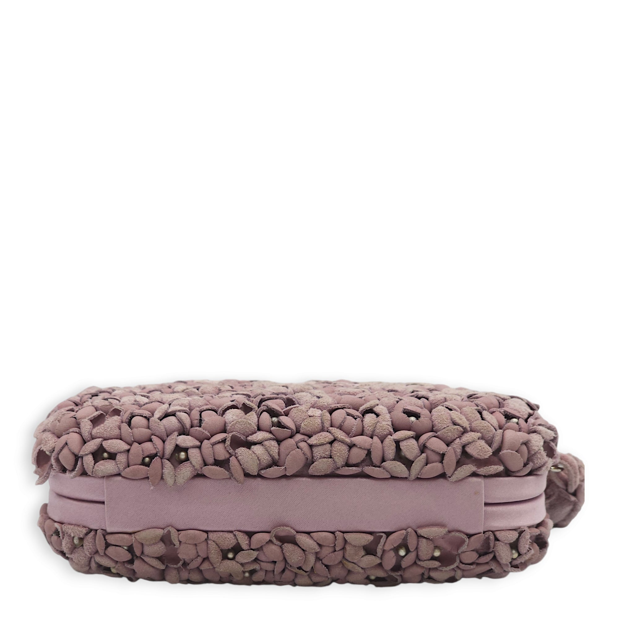 Knot Pink Clutch in Suede, Silver hardware