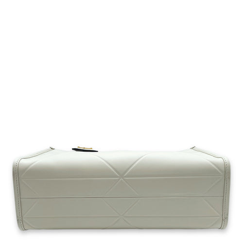 Symbole White Tote Bag in Calfskin, Gold hardware