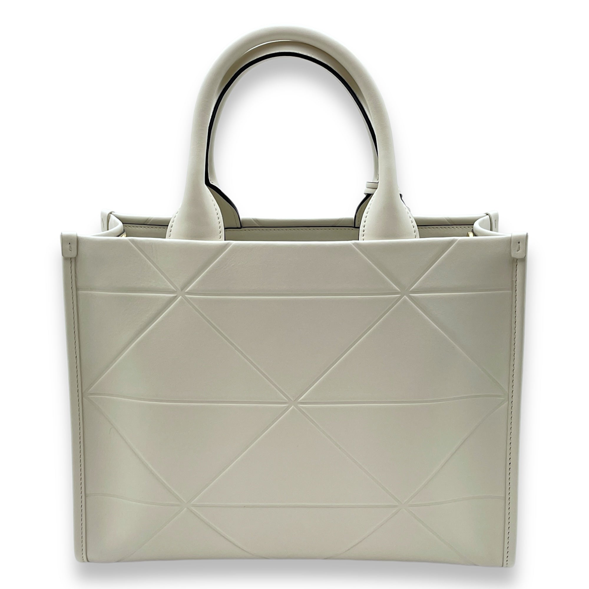 Symbole White Tote Bag in Calfskin, Gold hardware