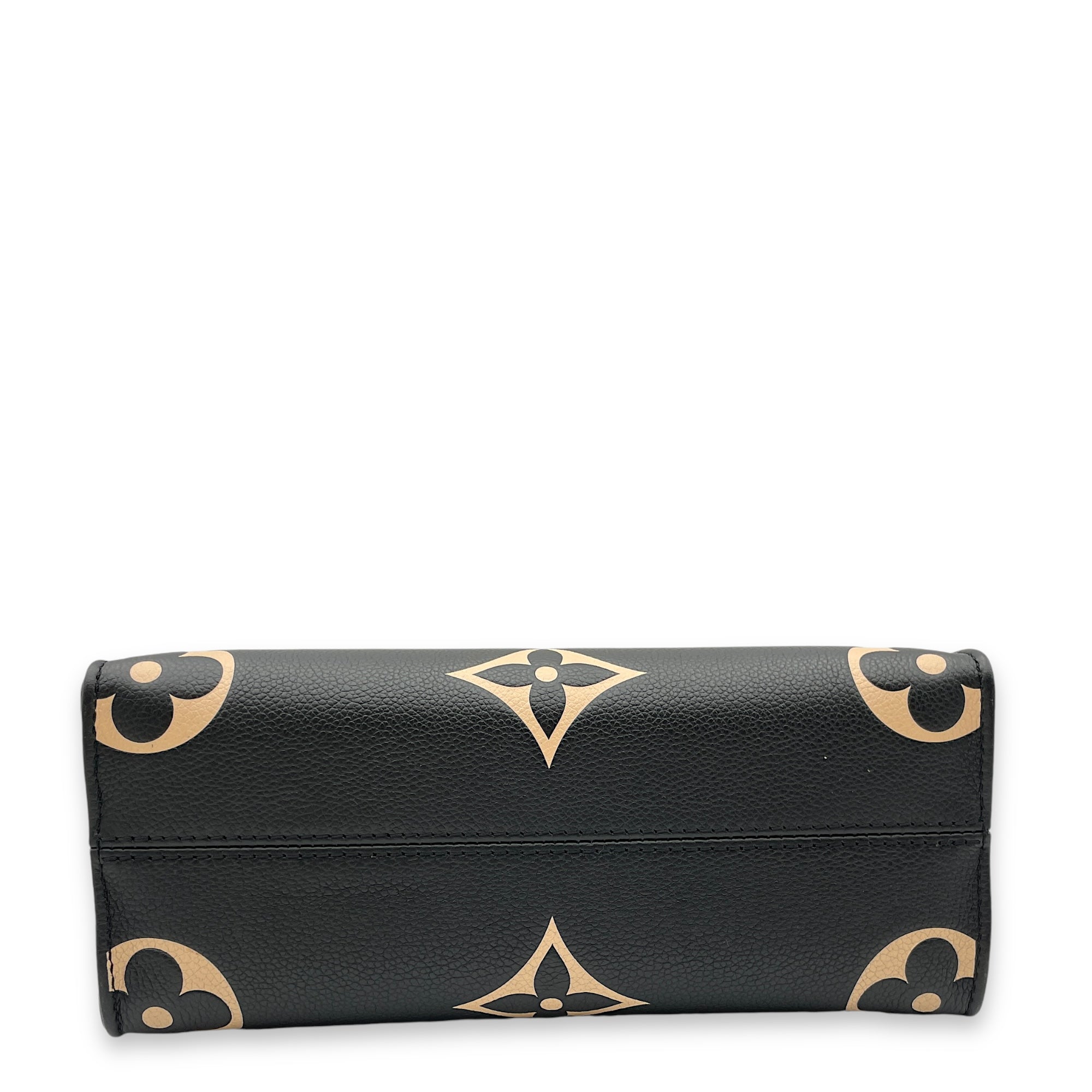 OnTheGo PM Black/Beige Top Handle Bag in Monogram Empriente Leather, Gold hardware