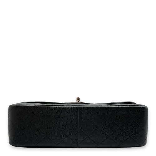 Classic Double Flap Jumbo Black Shoulder Bag in Caviar Leather, Palladium hardware