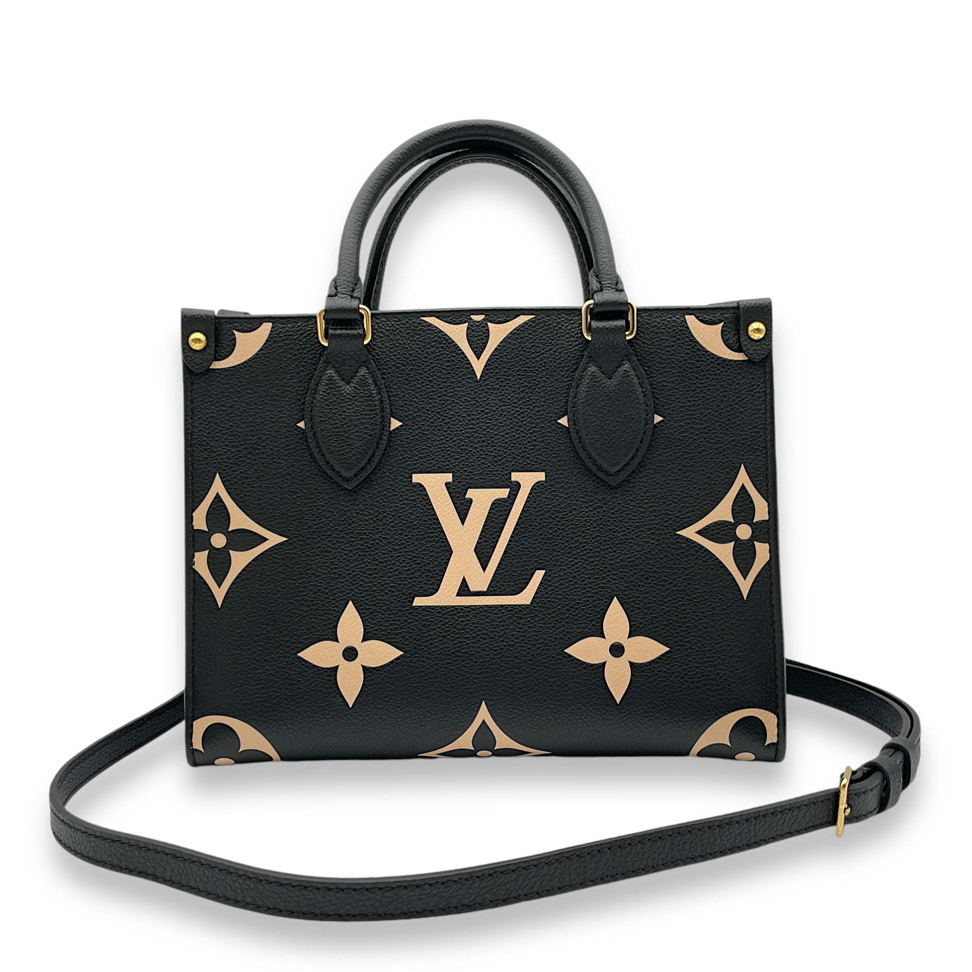 【Louis Vuitton】コインパース付き◎日常使いに OnTheGo PM bag Louis Vuitton OnTheGo PM Black/Beige Top Handle Bag in