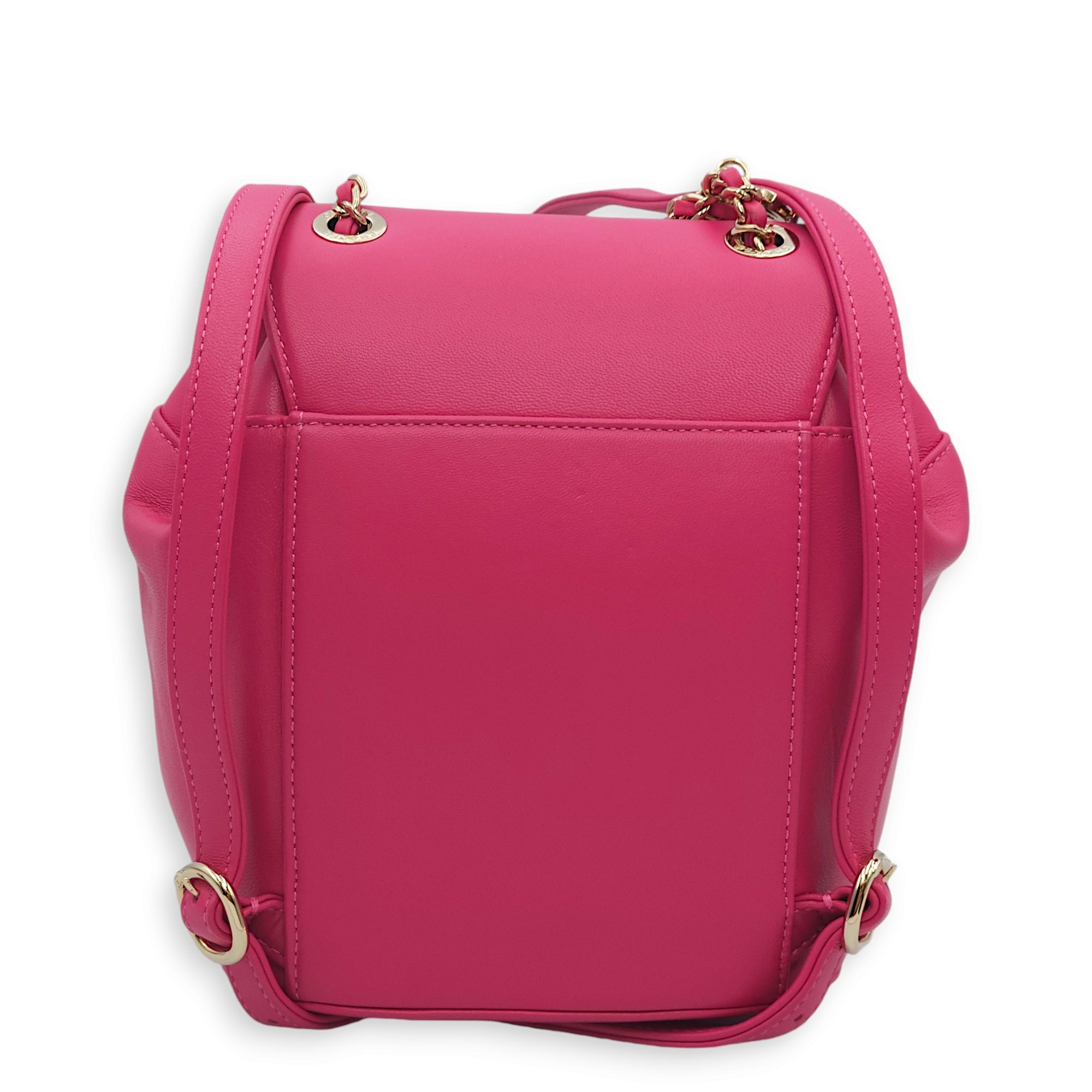 Mania Fuschia Pink Backpack in Lambskin, Gold hardware