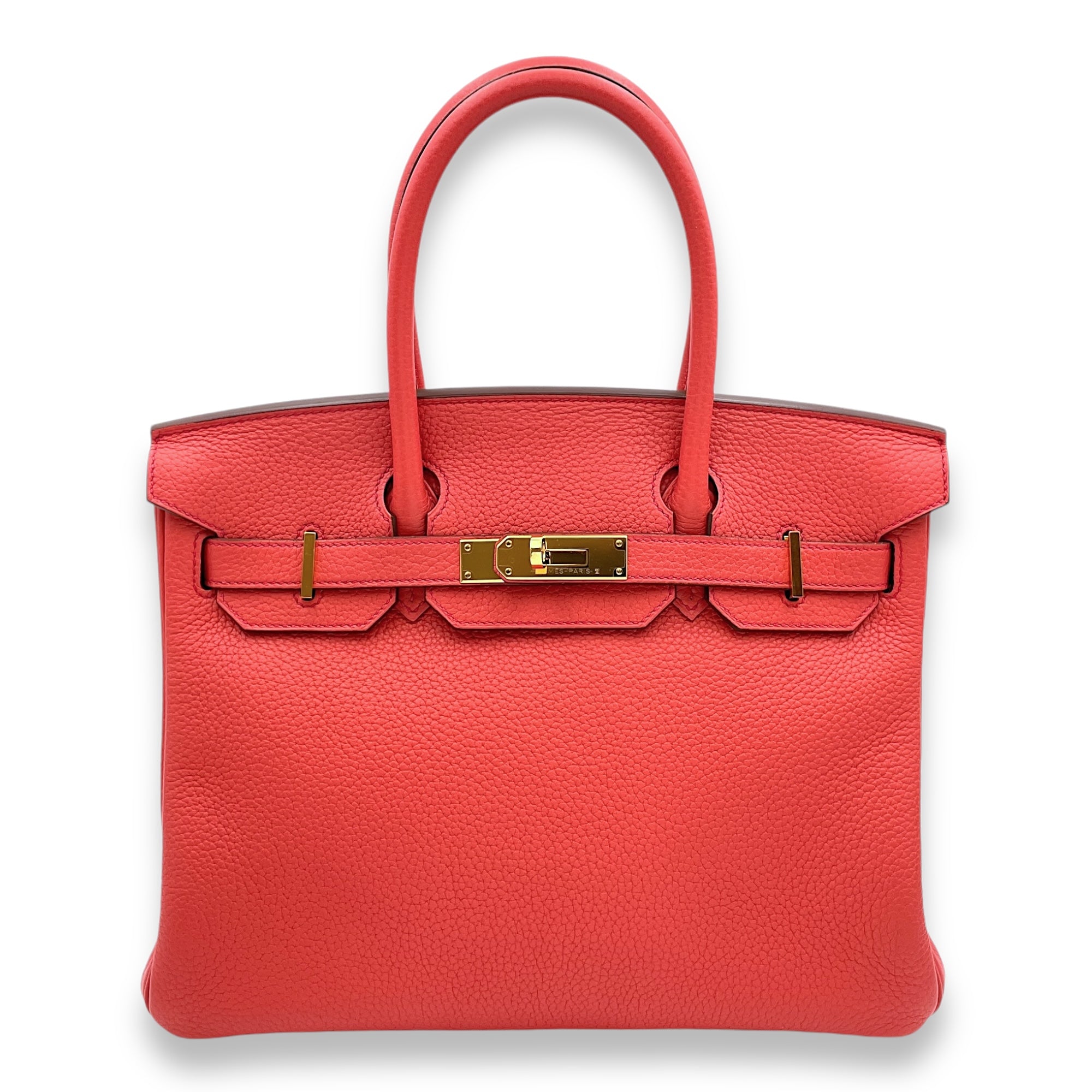 Birkin 30 Bougainvillier in Clemence, Gold hardware