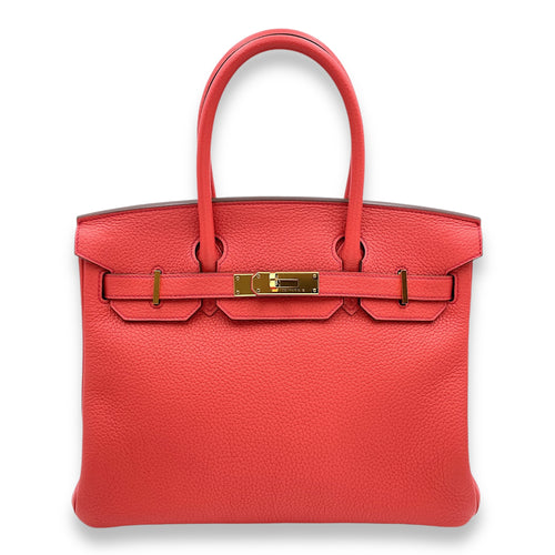 Birkin 30 Bougainvillier in Clemence, Gold hardware