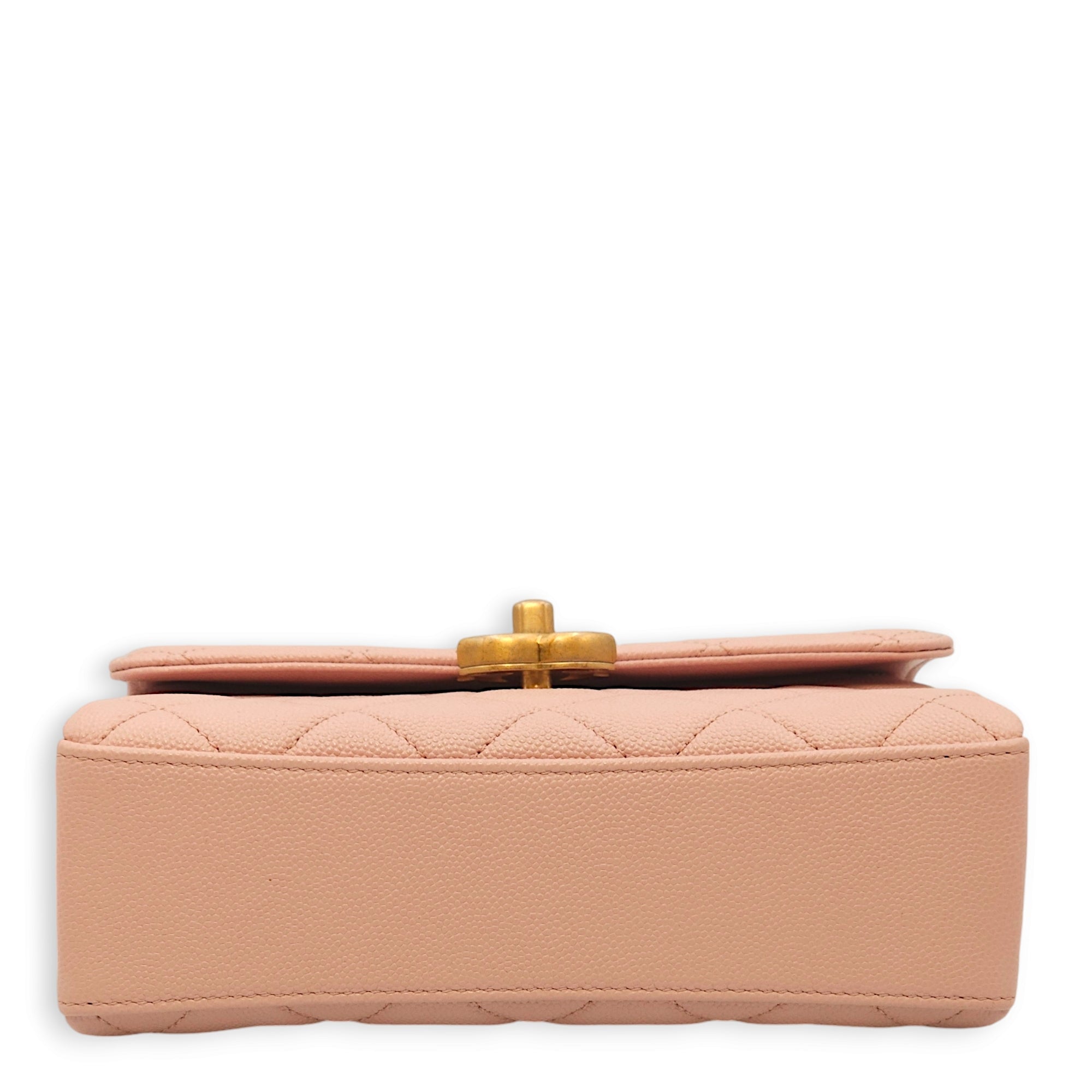 Carry Me Pink Top Handle Bag in Caviar Leather, Gold hardware