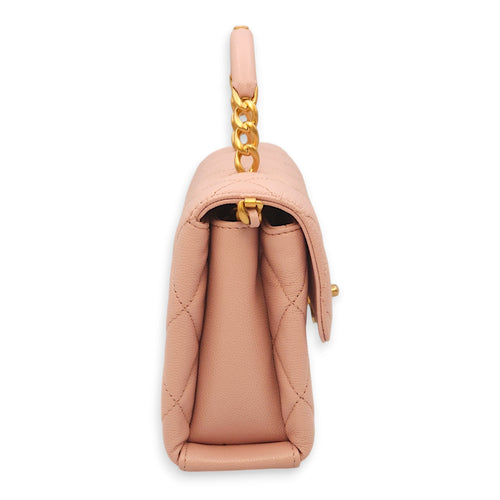 Carry Me Pink Top Handle Bag in Caviar Leather, Gold hardware