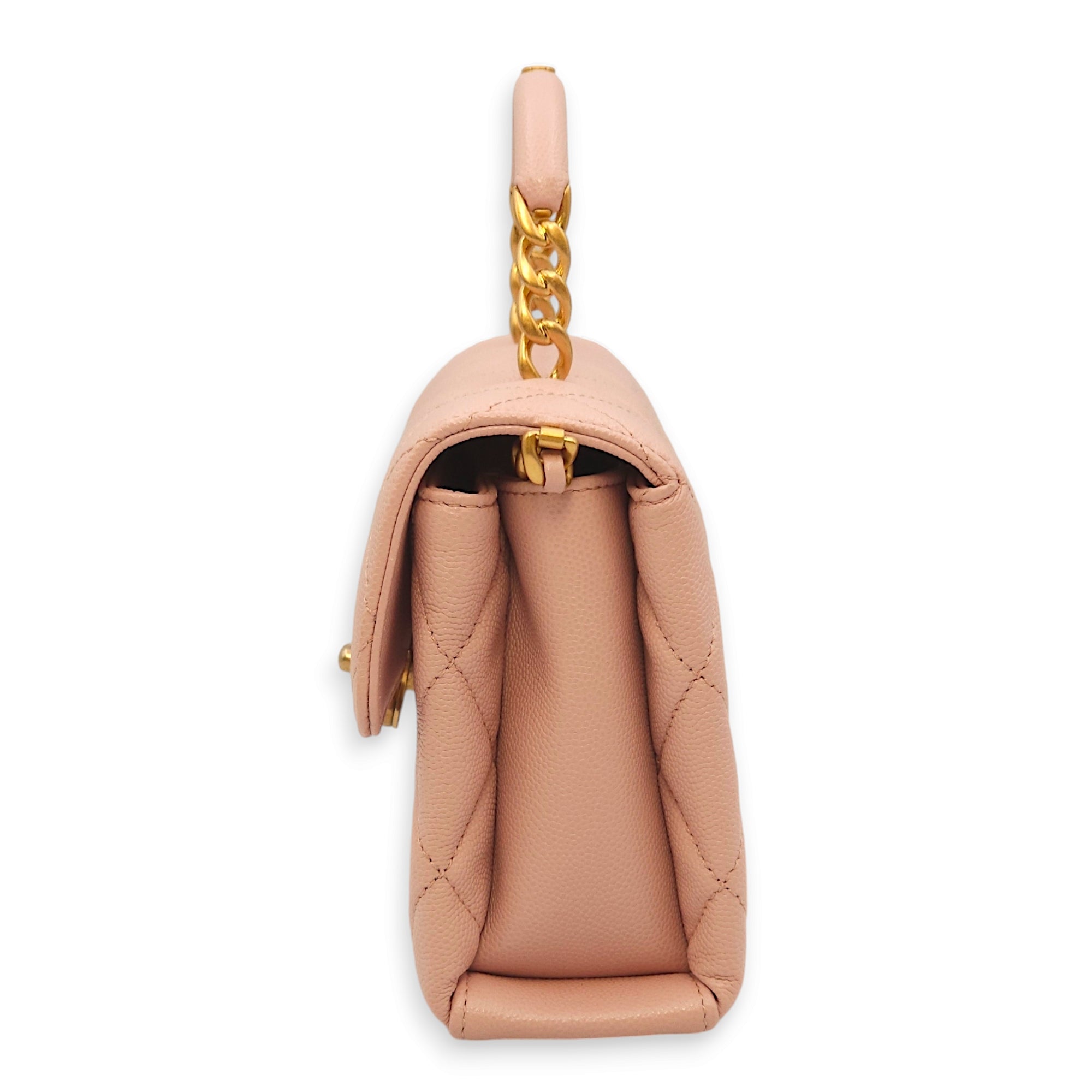 Carry Me Pink Top Handle Bag in Caviar Leather, Gold hardware