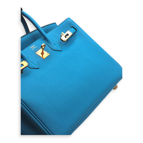 Birkin 25 Blue Zanzibar in Togo, Gold hardware