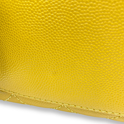 Coco Mini Mustard Yellow Top Handle Bag in Caviar Leather, Gold hardware