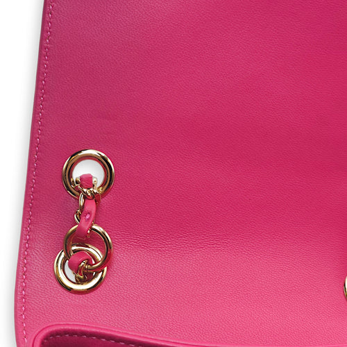 Mania Fuschia Pink Backpack in Lambskin, Gold hardware