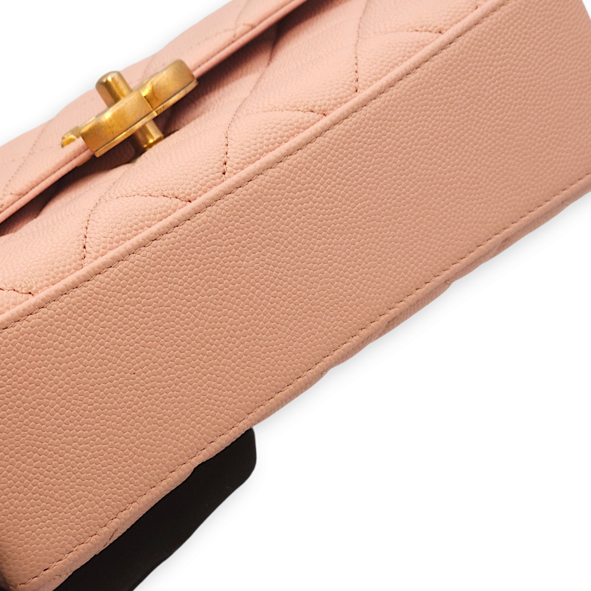 Carry Me Pink Top Handle Bag in Caviar Leather, Gold hardware