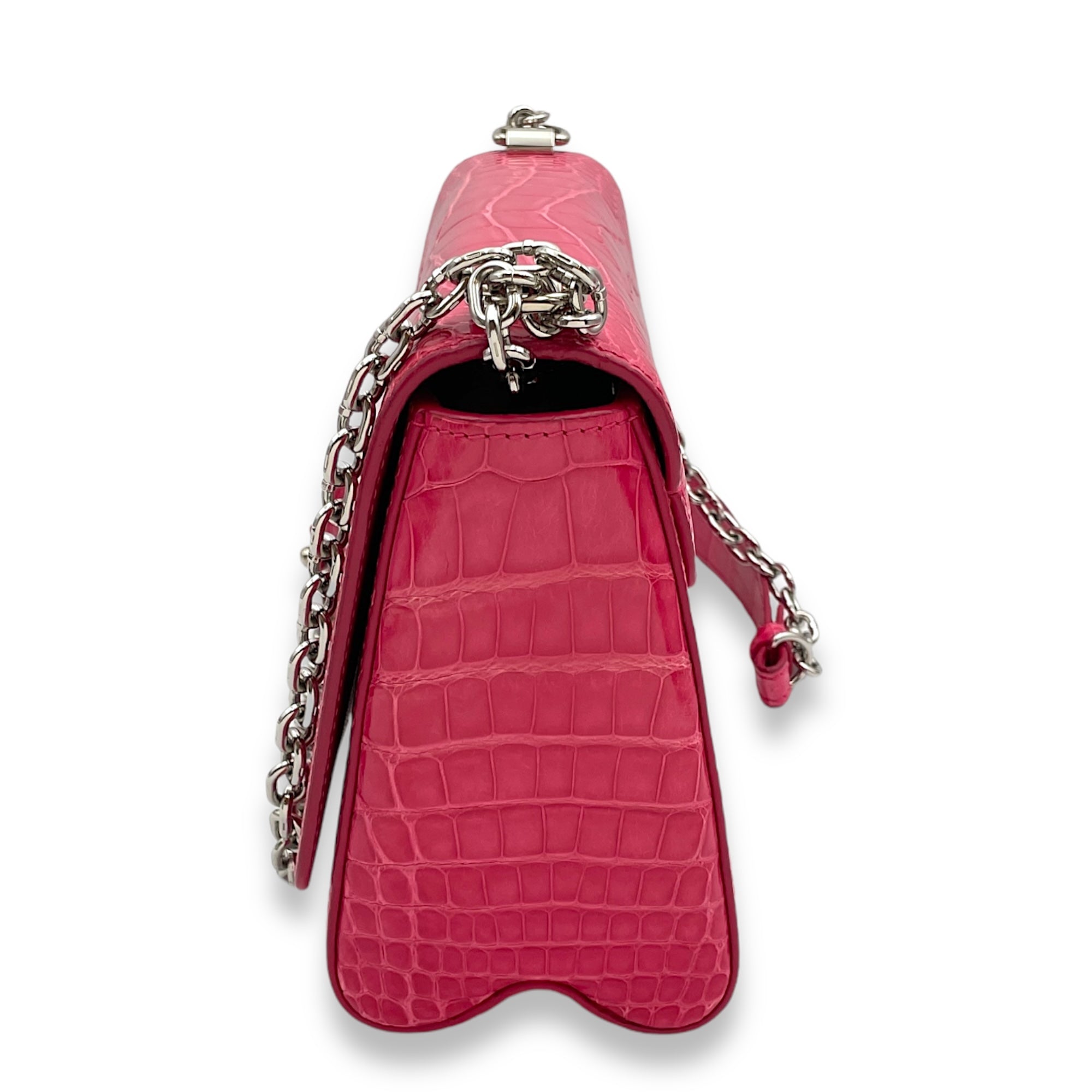 Twist MM Pink Crossbody Bag in Aligator/Chevre lining, Palladium hardware