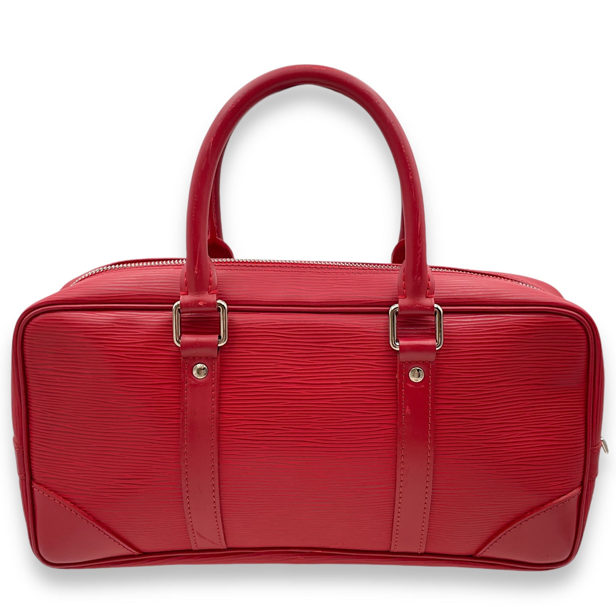 Carryall Red Top Handle Bag in Epi Leather, Palladium hardware