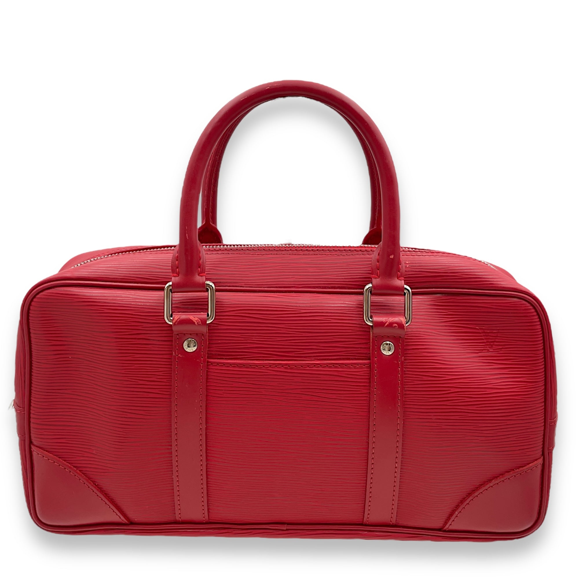 Carryall Red Top Handle Bag in Epi Leather, Palladium hardware