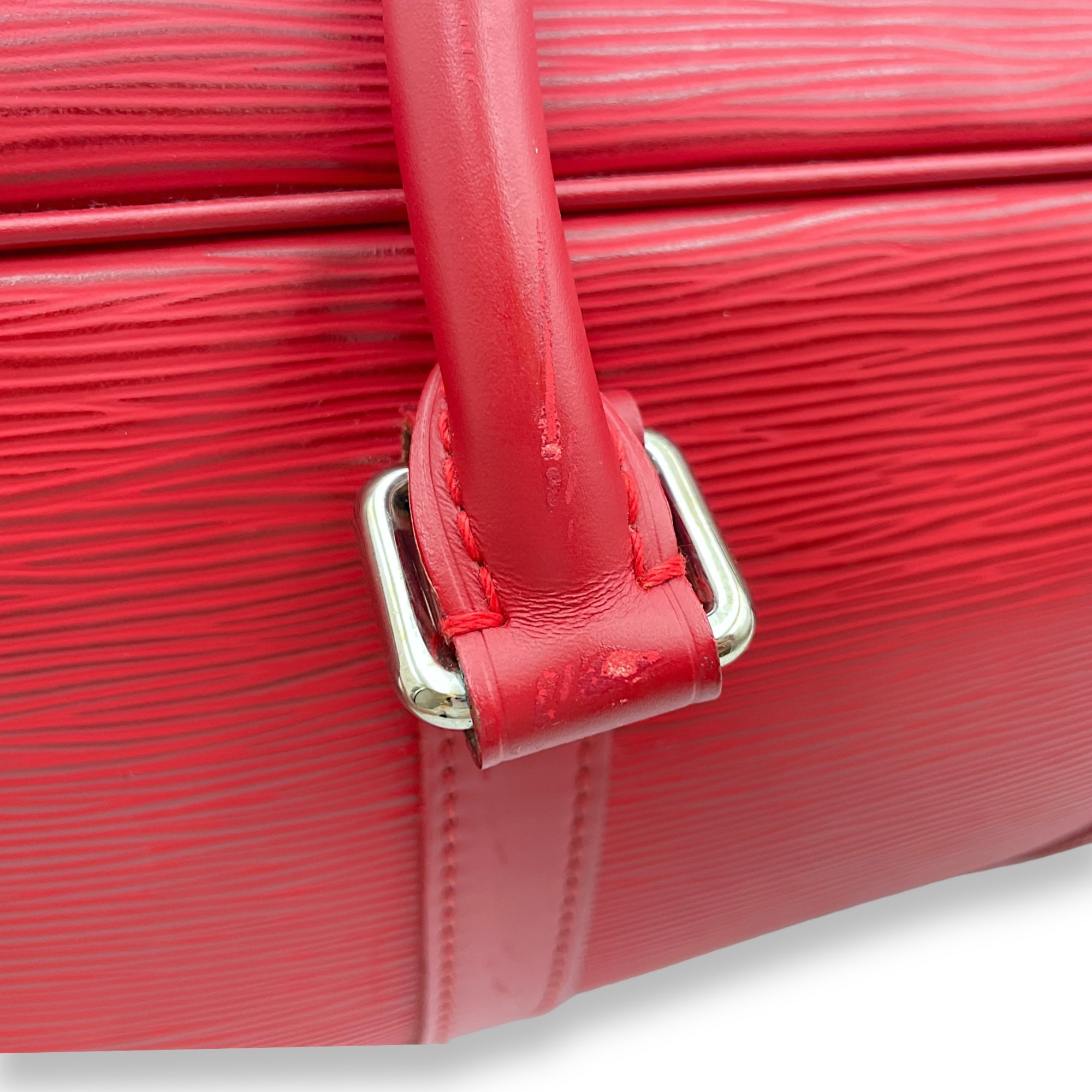 Carryall Red Top Handle Bag in Epi Leather, Palladium hardware