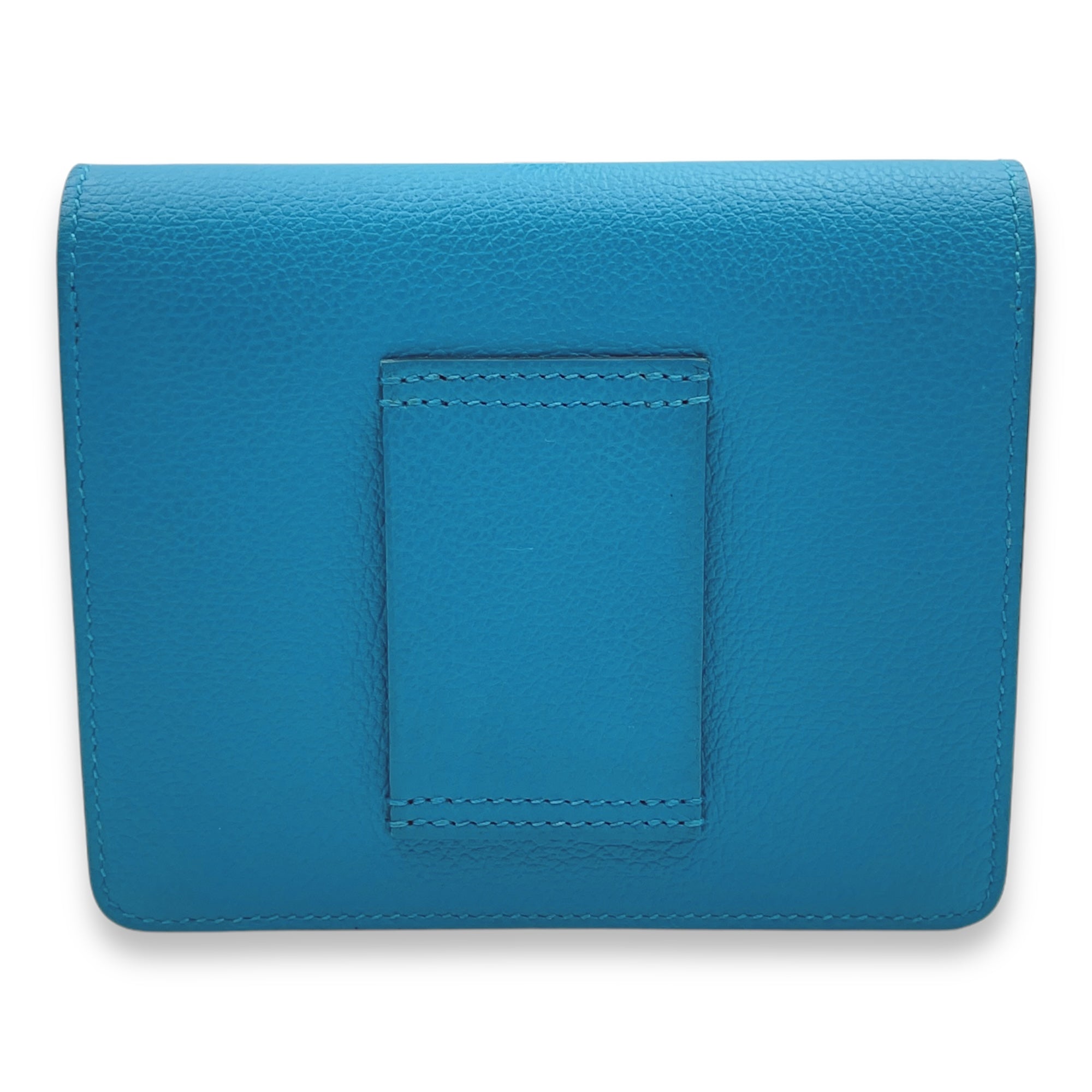 Roulis Slim Blue Frida/Rose Mexico Wallet in Evercolor, Permabrass hardware