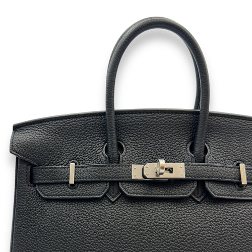 Birkin 25 Black in Togo, Palladium hardware